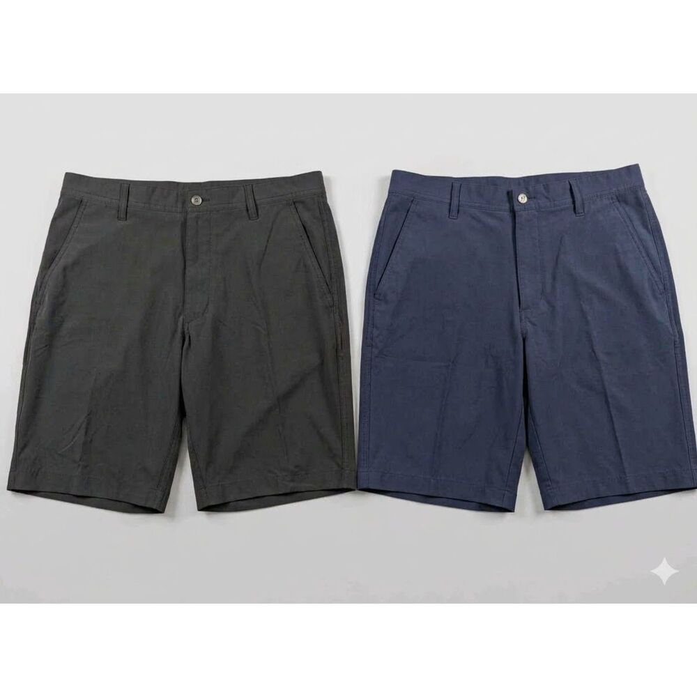 2 FootJoy Golf Shorts Mens 34 Blue Black Performance Chino Stretch